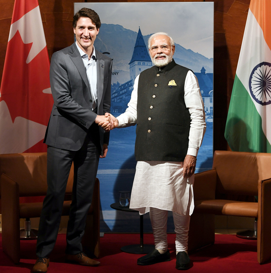 जी-7 शिखर सम्मेलन के दौरान प्रधानमंत्री ने कनाडा के प्रधानमंत्री के साथ बैठक की