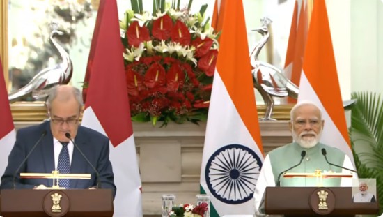 स्विट्जरलैंड के राष्ट्रपति के साथ YouTube पर संयुक्त प्रेस वक्तव्य का सीधा प्रसारण और संयुक्त प्रेस वक्तव्य के दौरान प्रधानमंत्री का प्रेस वक्तव्य
