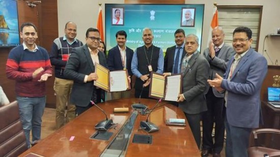 राष्ट्रीय किसान कल्याण कार्यक्रम कार्यान्वयन सोसायटी, INDIA AI और वाधवानी फाउंडेशन के बीच आज नई दिल्ली में त्रिपक्षीय समझौता ज्ञापन (MOU) पर हस्ताक्षर